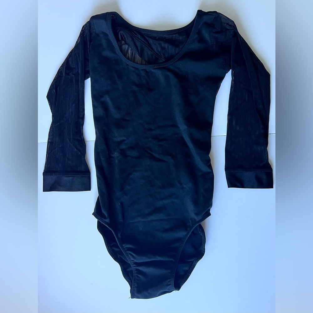 Five Dancewear Long Sleeve Mesh Black Leotard